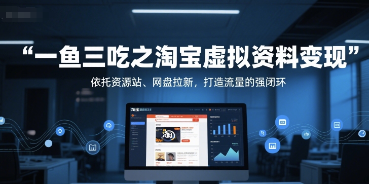 一鱼三吃之淘宝虚拟资料变现，依托资源站、网盘拉新，打造流量的强闭环-Zv东方