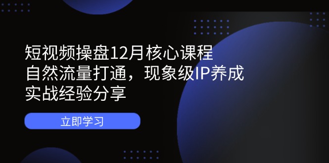 短视频操盘12月核心课程：自然流量打通，现象级IP养成，实战经验分享-Zv东方