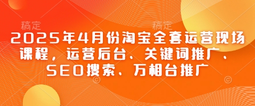 2025年4月份淘宝全套运营现场课程，运营后台、关键词推广、SEO搜索、万相台推广-Zv东方