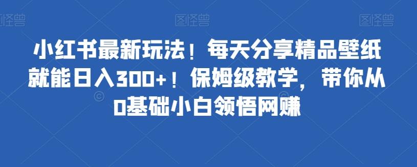 小红书最新玩法！每天分享精品壁纸就能日入300+！保姆级教学，带你从0基础小白领悟网赚-Zv东方