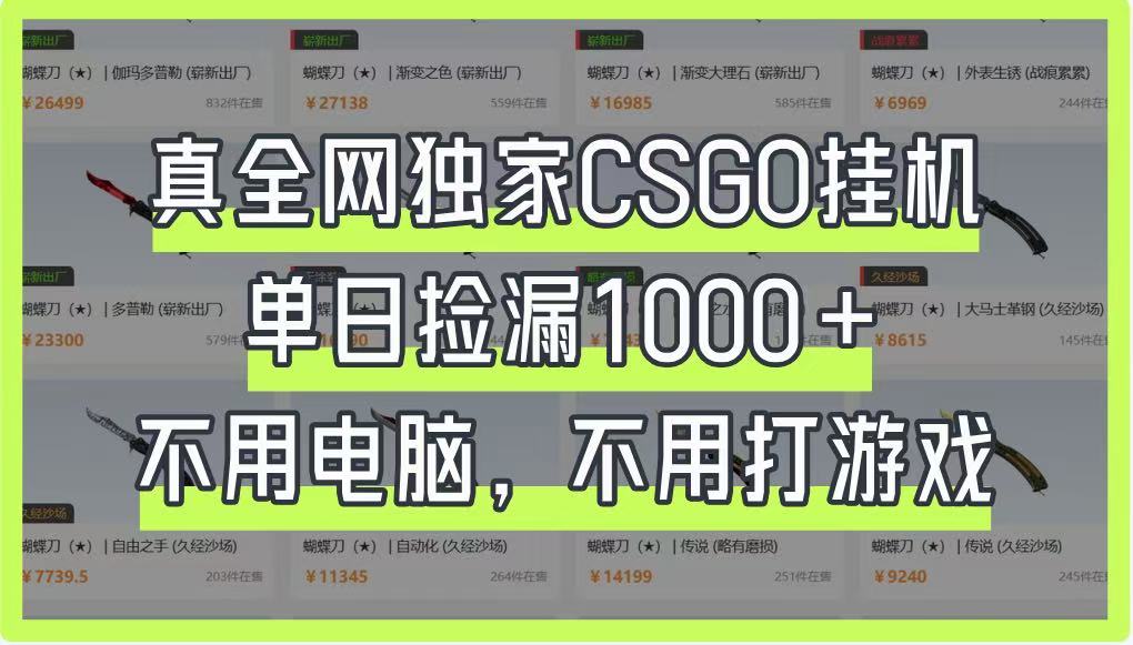 真全网独家CSGO挂机，单日捡漏1000+，不用电脑，不用养号-Zv东方