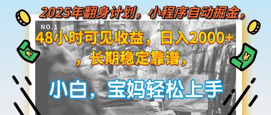 2025年翻身计划，小程序自动掘金48小时可见收益，日入2000+，长期稳定...-Zv东方