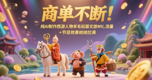 商单不断！纯AI制作西游人物羊毛毡版文旅MV，流量+节目效果统统拉满-Zv东方