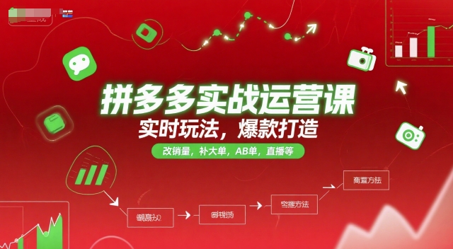 拼多多实战运营课，实时玩法，爆款打造，改销量，补大单，AB单，直播等(更新2025月)-Zv东方