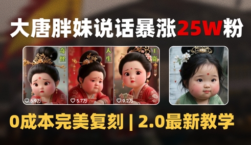 AI大唐胖贵妃说话2.0，40条视频暴涨40w粉，附独家变现攻略-Zv东方