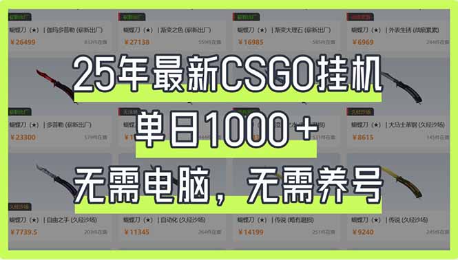 25年最新CSGO挂机系统，单日1000+，无需电脑，无需养号，0基础可上手-Zv东方