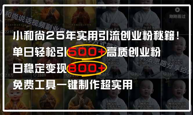 小和尚2025年实用引流秘籍！单日轻松引500+高质量创业粉，日变现800+，…-Zv东方