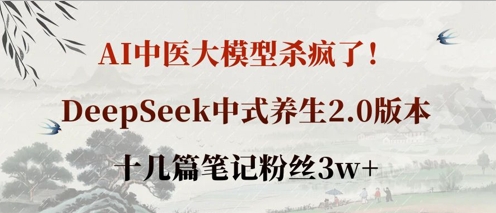 AI中医大模型杀疯了！DeepSeek中式养生2.0版本，十几篇笔记粉丝3w+-Zv东方