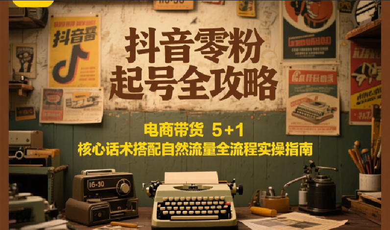 抖音零粉起号全攻略：电商带货 5+1 核心话术搭配自然流量全流程实操指南-Zv东方