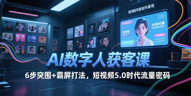 AI数字人获客课，6步突围+霸屏打法，短视频5.0时代流量密码-Zv东方