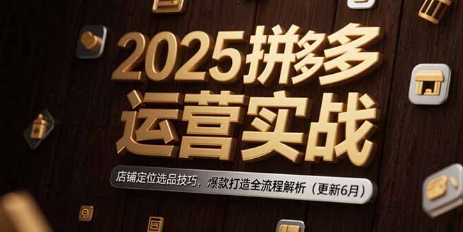 2025拼多多运营实战：店铺定位选品技巧，爆款打造全流程解析(更新6月-Zv东方