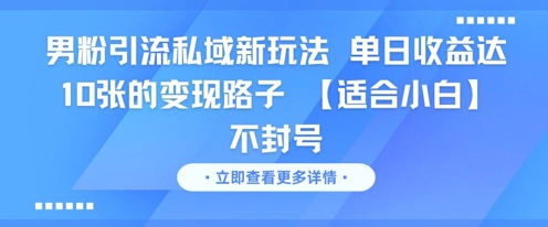 男粉引流私域新玩法，单日收益达10张的变现路子 【适合小白】不封号-Zv东方