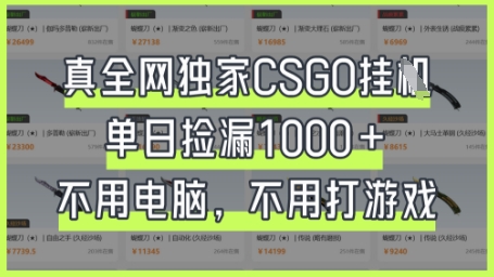 真全网独家CSGO挂G，单日捡漏1k+【揭秘】-Zv东方