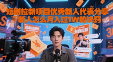 短剧拉新项目优秀新人代表分享新人怎么月入过1W的诀窍-Zv东方