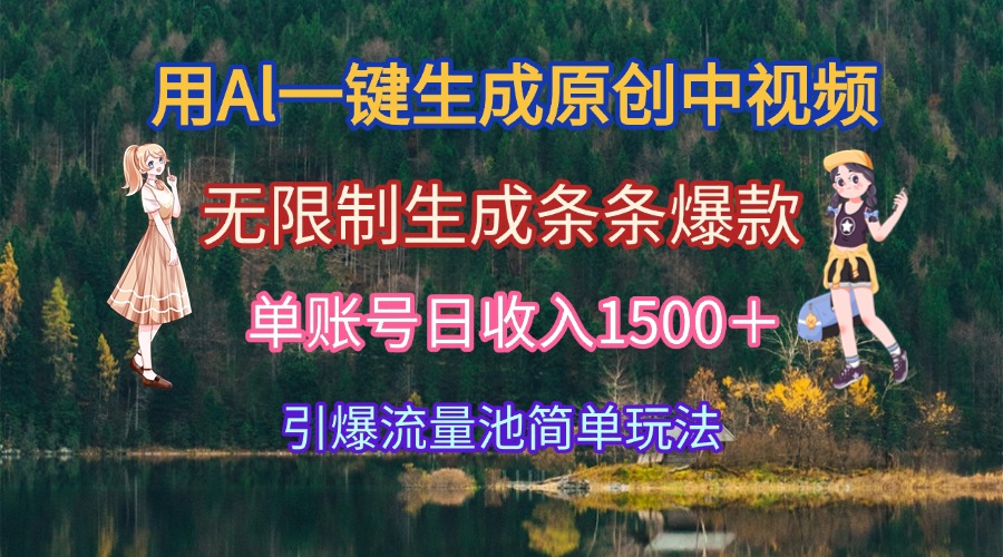 用Al一键生成原创中视频，无限制生成条条爆款，单账号日收入1500＋引爆...-Zv东方