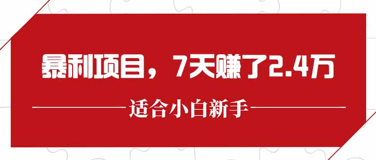 最新暴利项目，每单收益轻松在300以上，7天赚了2.4万-Zv东方