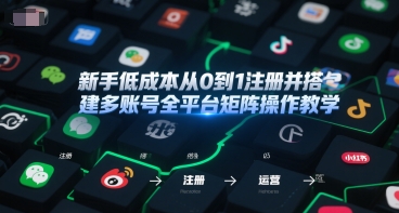 新手低成本从0到1注册并搭建多账号全平台矩阵操作教学，手机号-邮箱-IP-工具-Zv东方