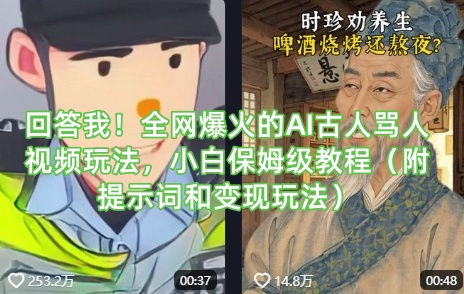 回答我！全网爆火的AI古人骂人视频玩法，小白保姆级教程(附提示词和变现玩法)-Zv东方