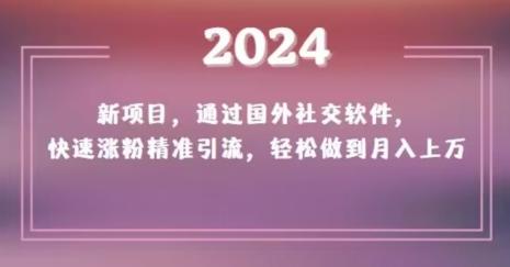 2024新项目，通过国外社交软件，快速涨粉精准引流，轻松做到月入上万【揭秘】-Zv东方