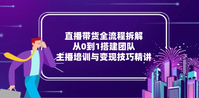 直播带货全流程拆解：从0到1搭建团队，主播培训与变现技巧精讲-Zv东方