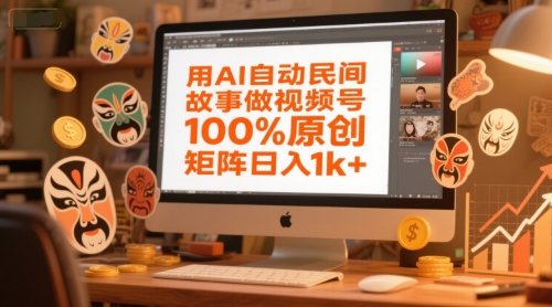 用AI自动民间故事做视频号，100%原创，矩阵日入1k+-Zv东方