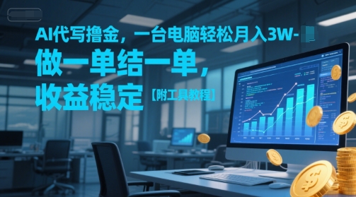 AI代写撸金，一台电脑轻松月入1-3W，做一单结一单，收益稳定【附工具教程】-Zv东方
