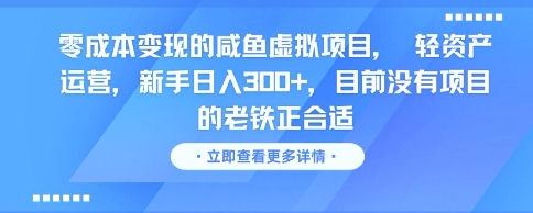 零成本变现的咸鱼虚拟项目, 轻资产运营,新手日入3张+,目前没有项目的老铁正合适-Zv东方