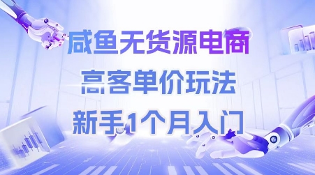 咸鱼无货源电商，高客单价玩法，新手1个月入门-Zv东方