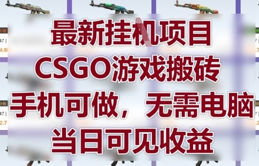 最新挂G项目，CSGO游戏搬砖，手机可做，无需电脑，当日见收益【揭秘】-Zv东方